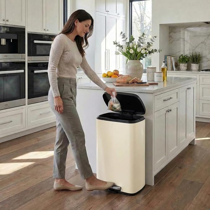 8 Gal Kitchen Trash Can, 30L Recycling or Garbage Bin, Brushed Stainless Steel - Image 9