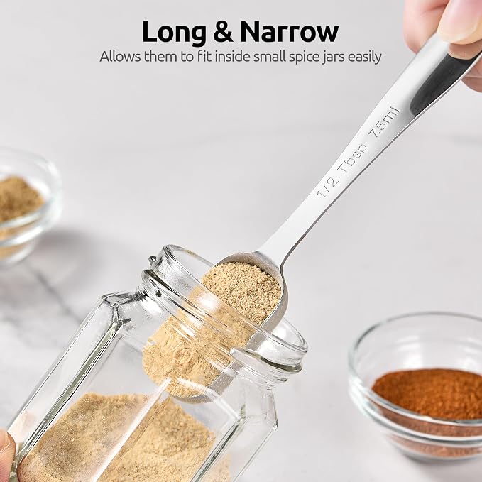 U-Taste Narrow Square Measuring Spoons: 18/8 Stainless Steel Kitchen Measure - Image 4