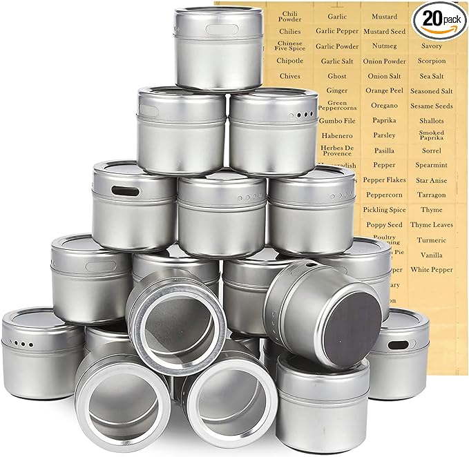 Juvale 20-Pack Magnetic Spice Jars by Juvale