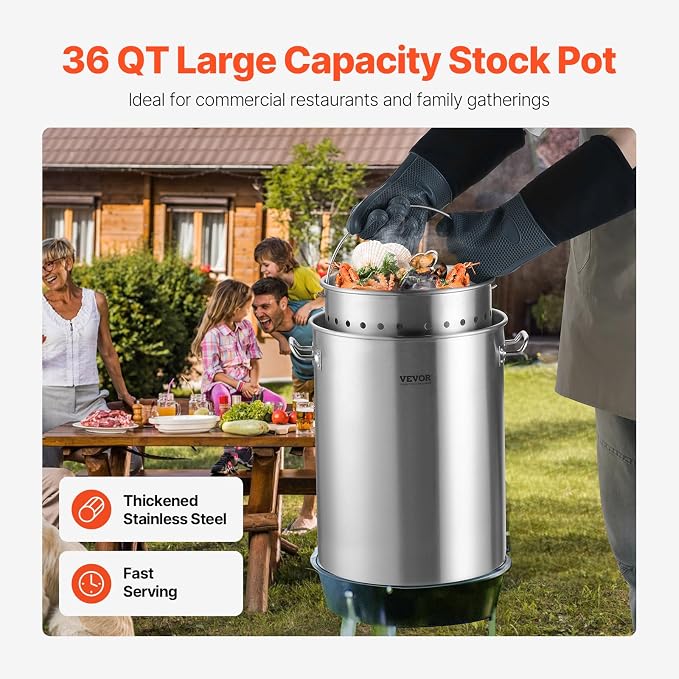 VEVOR Stainless Steel Stockpot, 36 Quart Cooking Pots, Cookware Sauce Pot - Image 2