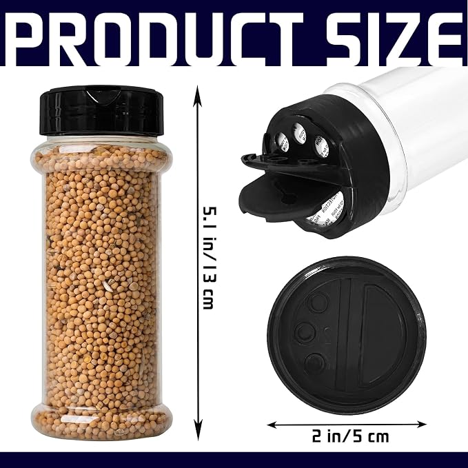 8 Pack 5.5 Oz Plastic Round Spice Bottles - Image 2