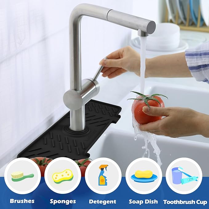 Silicone Faucet Mat for Kitchen Sink – Gen 3 10° Slope Splash Guard - Image 3
