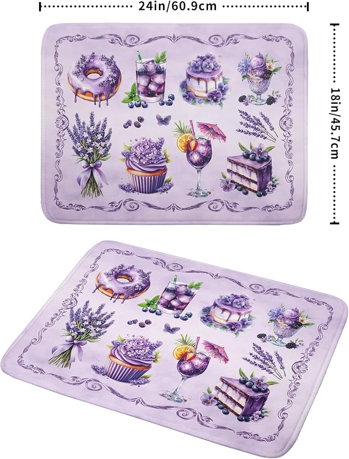 Purple Coffee Matt for Counter Sweet Dish Drying Mats for Dessert Lover Large - Image 2