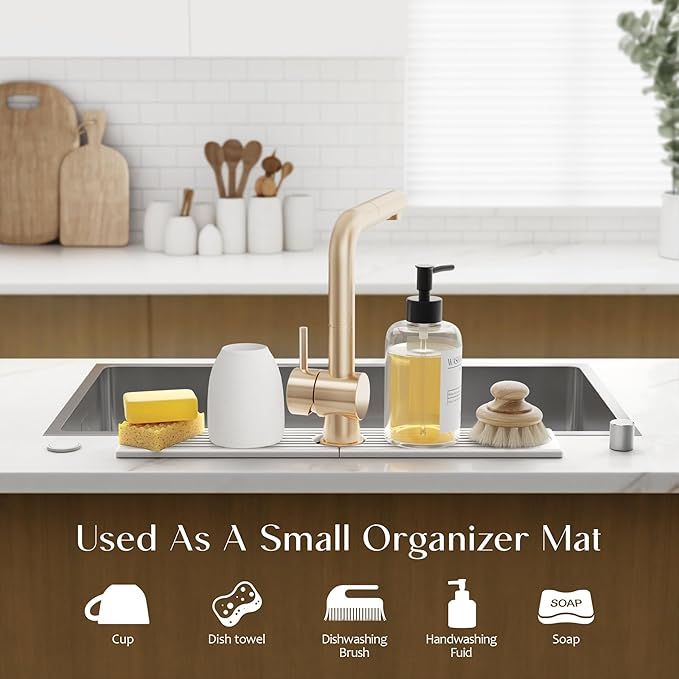Eormoe Faucet Mat for Kitchen Sink – Diatomite Stone Drying Mat & Sink - Image 5