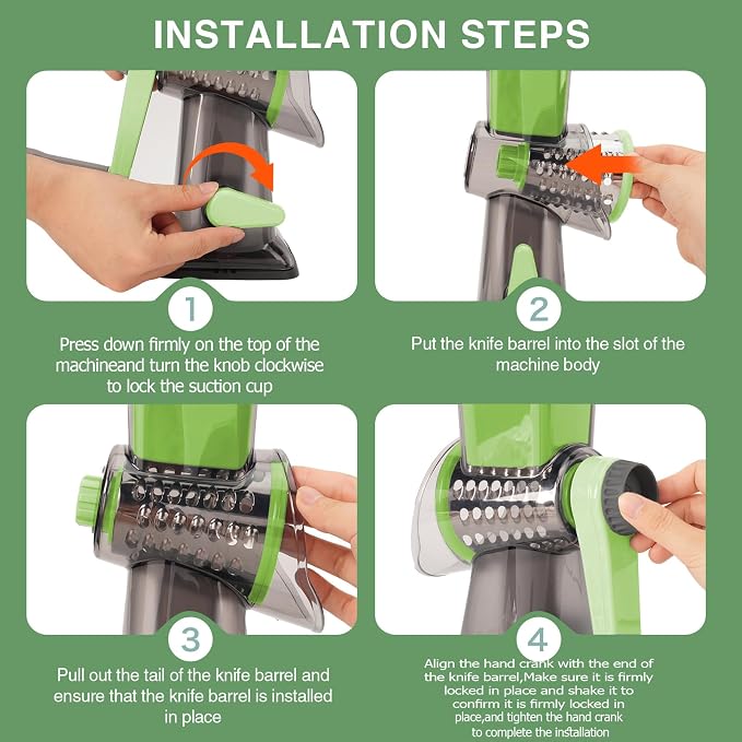 Rotary Cheese Grater with Handle-Versatile Cheese Grater Non-Slip Suction Base - Image 6