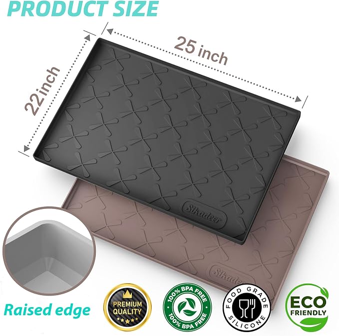 SIKADEER 25" x 22" Under Sink Mat Waterproof, Silicone Mat Kitchen Drawer Shelf - Image 3