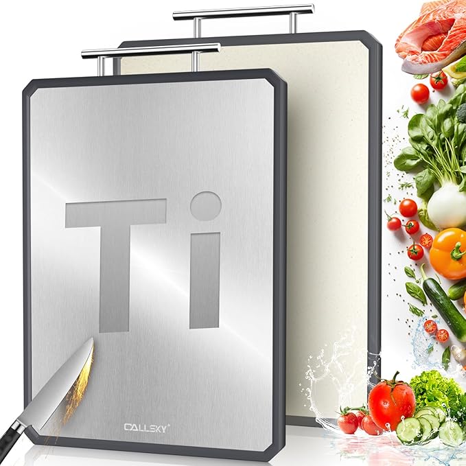 Titanium Cutting Boards for Kitchen, 2 in 1 Non Toxic Cutting Board, Food-Grade by GreatMirrorTalksItself