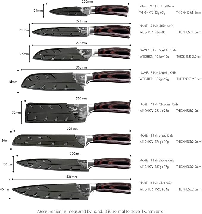 FULLHI Knife Set, Premium German Stainless Steel chef Knife Set - Image 3