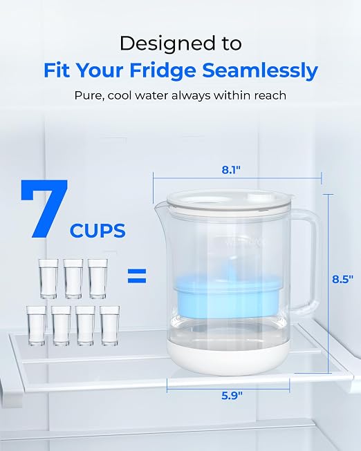 Waterdrop PT-72C-A Glass Alkaline Water Filter Pitcher, Eco-Friendly, Enhances - Image 7