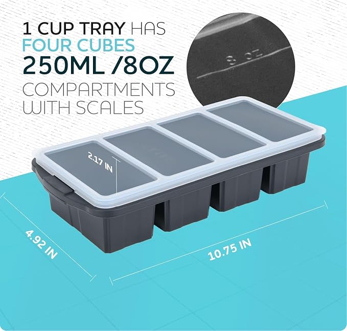 Silicone Freezer Tray With Lid-Soup Freezer Container molds-Large Ice Cube Tray - Image 7