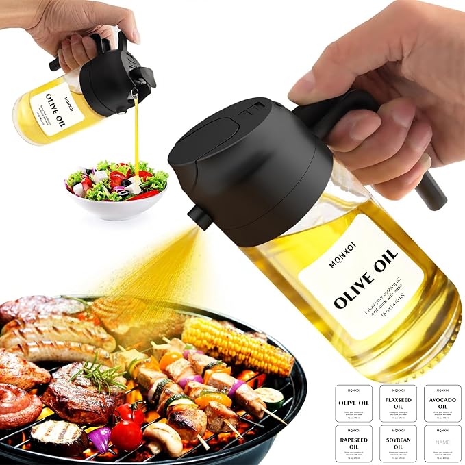 2 in 1 Glass Oil Sprayer & Dispenser, 16oz/470ml Olive Cooking, Air Fryer - Image 9