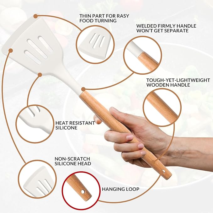 E-far Kitchen Utensils Set of 12, Silicone Cooking Utensils - Image 3