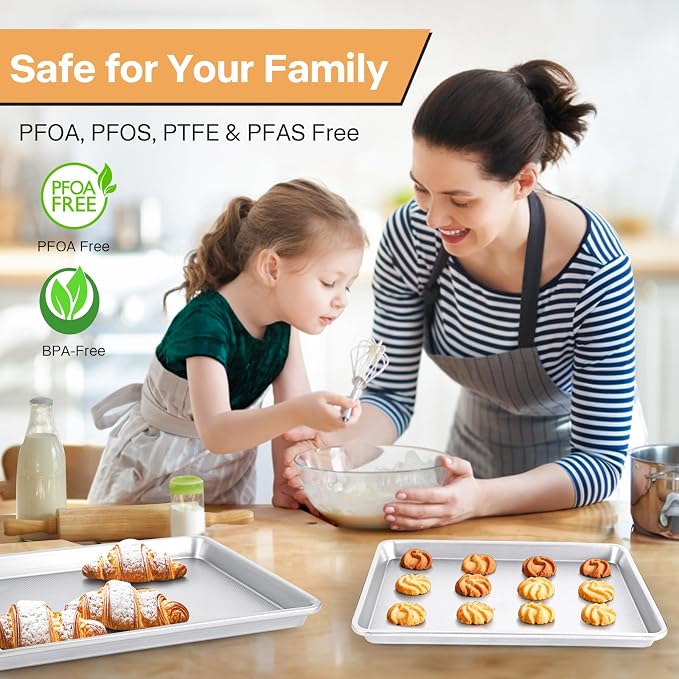 3-Piece Non-Stick Baking Sheet Set | PFOA/PFOS/PTFE-Free, 0.8mm Heavy-Duty Steel - Image 7