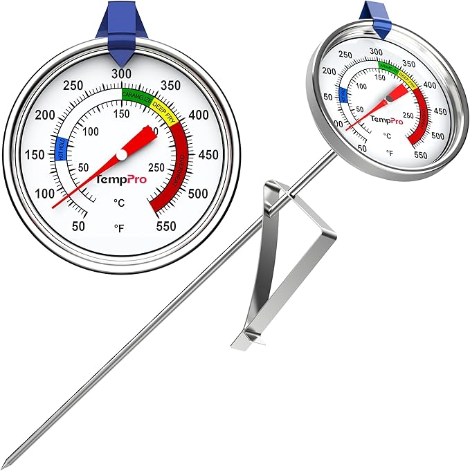 TempPro Candy Thermometer with Pot Clip, Fryer Cooking Thermometer by TempPro