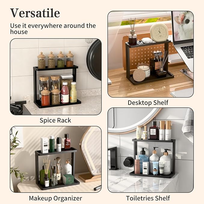 PEKER Bamboo Bathroom Organizer Countertop – Small Vanity Storage Shelf - Image 8