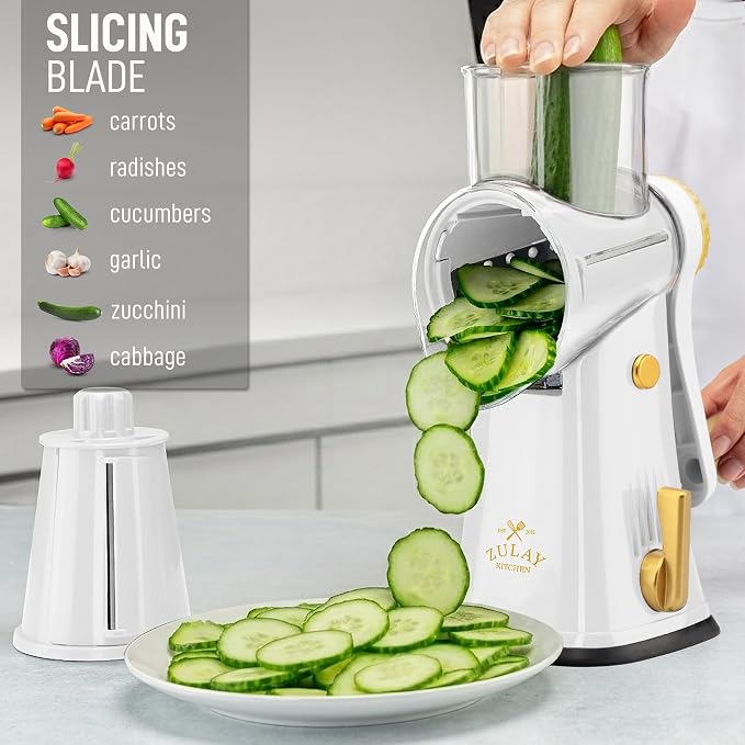 Zulay Kitchen Rotary Cheese Grater 5 Blade Cheese Shredder - Image 5