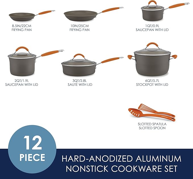 Rachael Ray Cucina Dishwasher Safe Hard Anodized Nonstick Cookware Pots and - Image 2