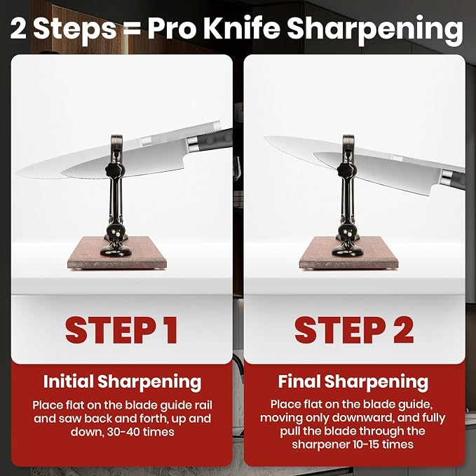 Premium Knife Sharpener with Wooden Base Ideal - Image 7