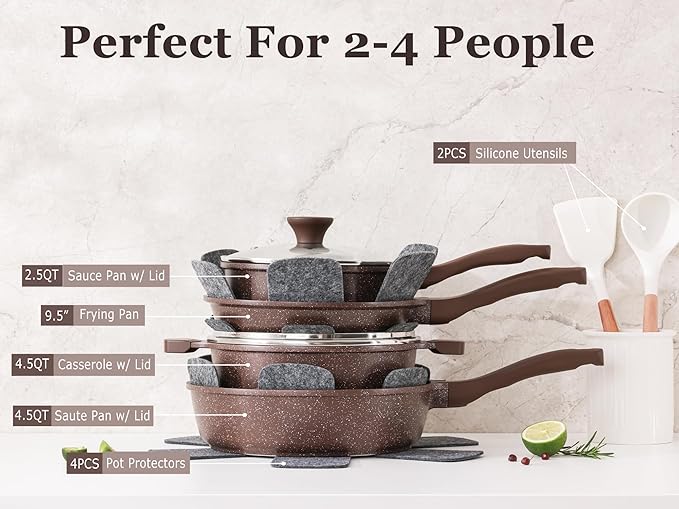 SENSARTE Nonstick Cookware Set 13-Piece, Healthy Pots and Pans Set Kitchen - Image 2