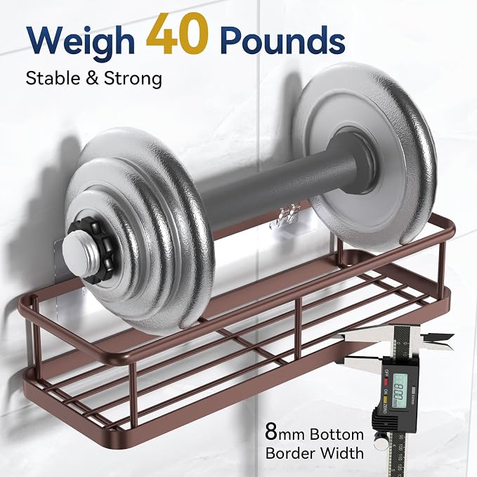 YASONIC Shower Caddy Adhesive, No Drill Bathroom Shower Organizers, - Image 3