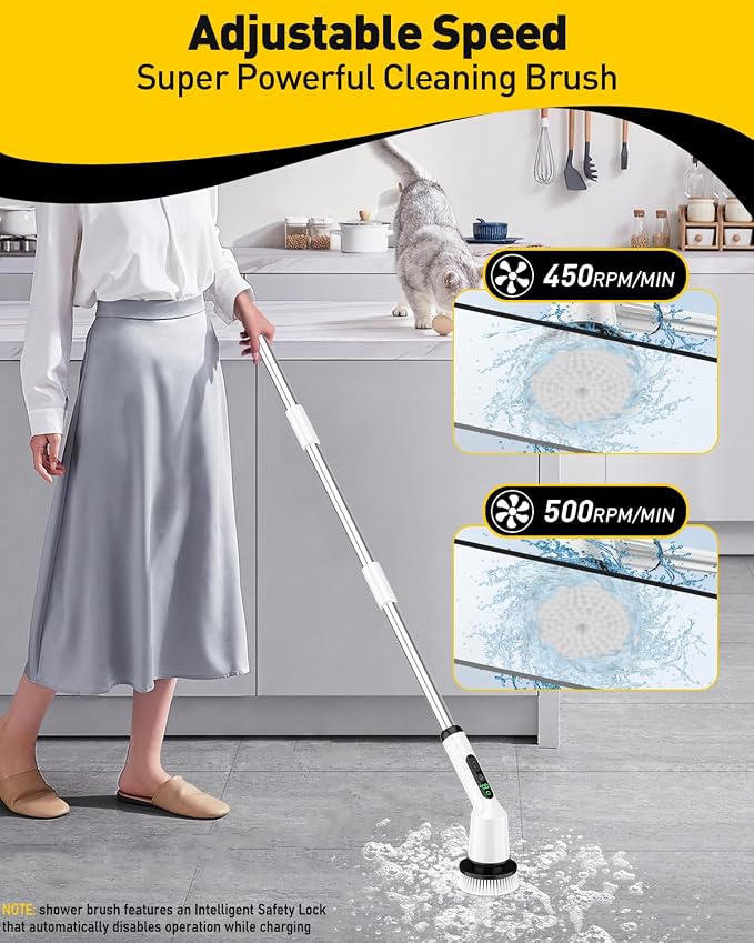 Electric Spin Scrubber for Cleaning Bathroom, Shower Scrubber Cordless Cleaning - Image 3