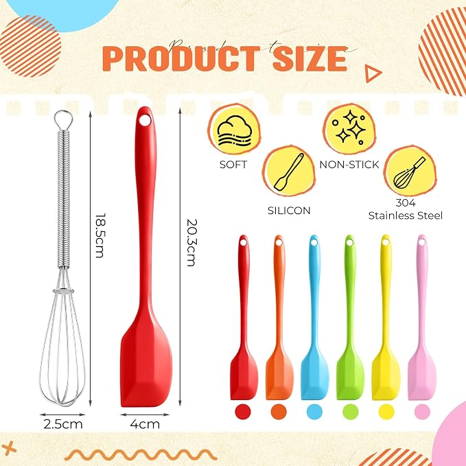 Baderke 24 Set Small Wire Whisk and Silicone Spatula Set Bulk - Image 2