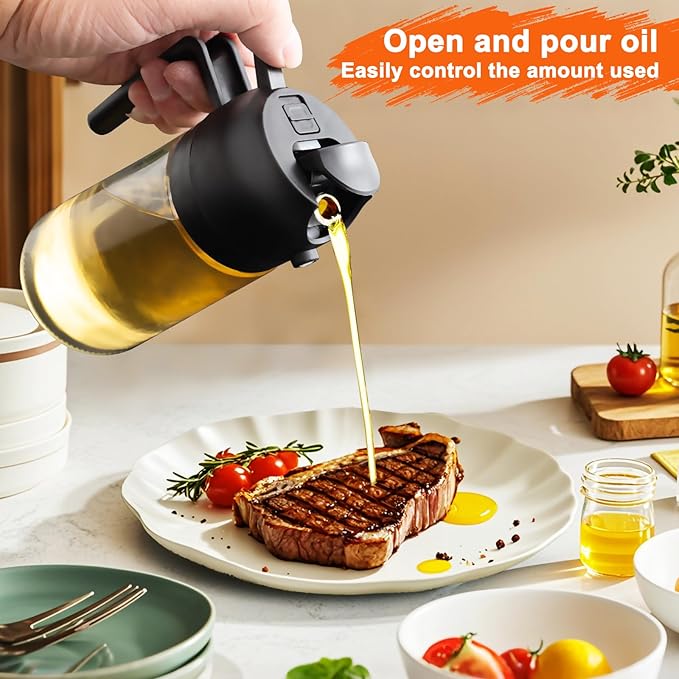 2 in 1 Glass Oil Sprayer & Dispenser, 16oz/470ml Olive Cooking, Air Fryer - Image 5