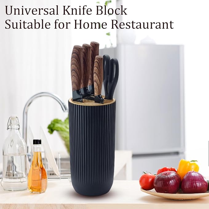 Kitchen Knife Set, Retrosohoo 6-Pieces Khaki Sharp Knife Block Set - Image 5