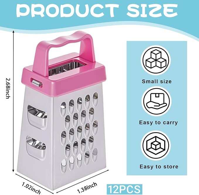 12 Pcs Mini Cheese Grater Stainless Steel Box Grater Professional Fine Coarse - Image 2
