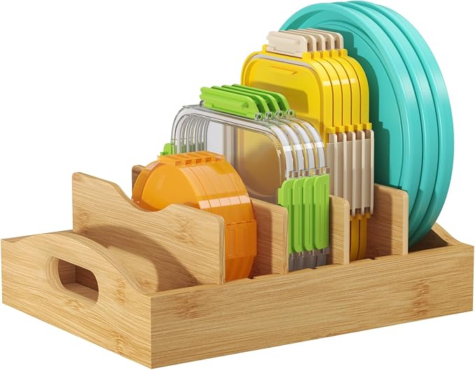 Lifewit Bamboo Lid Organizers for Inside Cabinet, Food Storage Container Lid by Lifewit