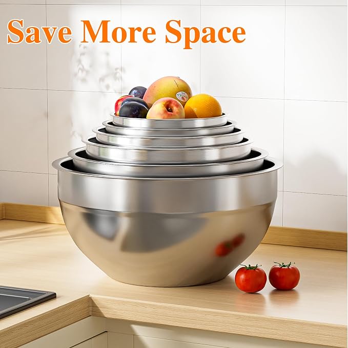 Mixing Bowls with Lids Set, Kitchen Food Organizers Nesting Mixing Bowl - Image 7