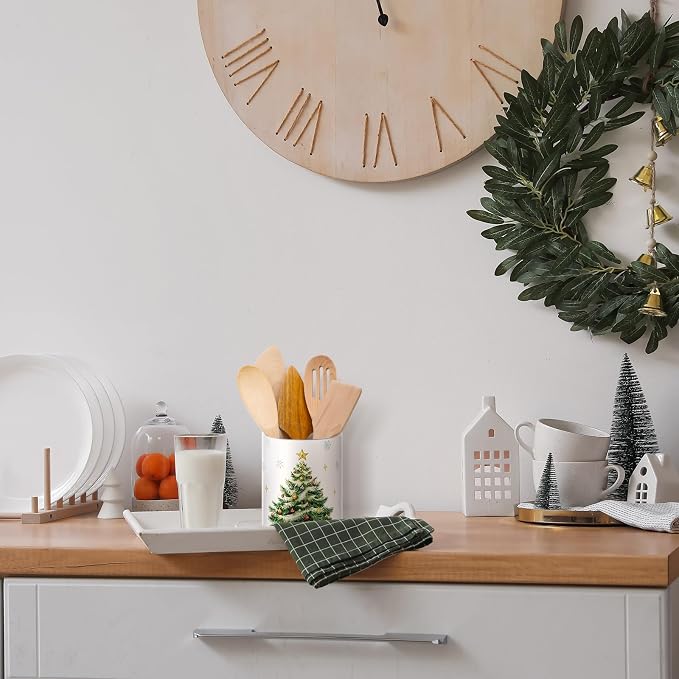 WILLBOND Christmas Tree Kitchen Decor Acrylic Kitchen Utensil Holder Crock - Image 6