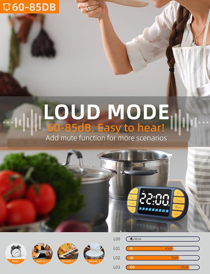 DOOMAY Digital Kitchen Visual Timer: 3.6'' Large LED Display, 3 Brightness - Image 5