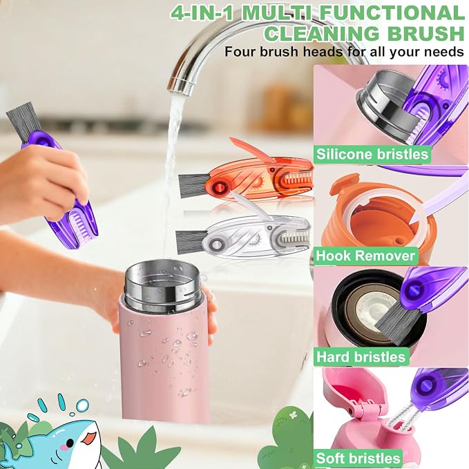 4 in 1 Cup Lid Cleaning Brush, Portable Water Bottle Brush, Bottle Gaps - Image 4
