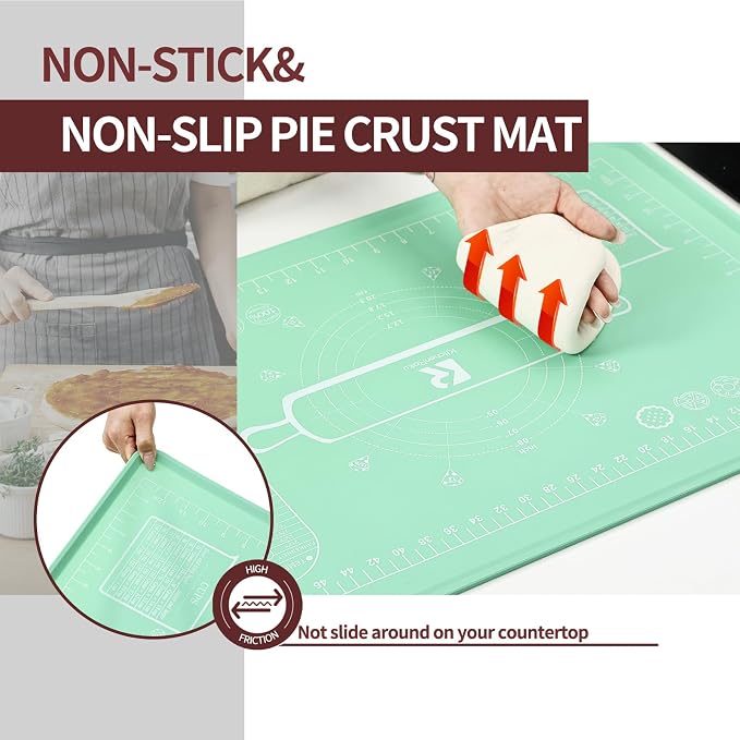 Silicone Baking Mat 20"L x 28"W, Extra Thick Dough Rolling Pad - Image 3