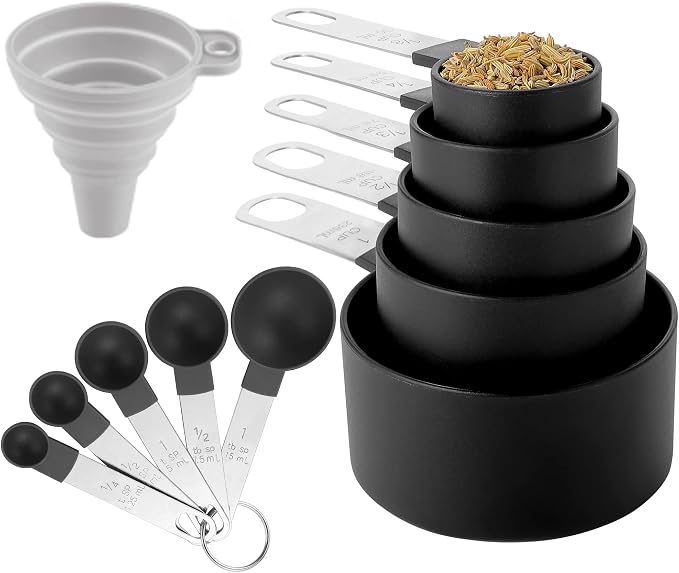 Measuring Cups and Spoons Set of Huygens Kitchen Gadgets 10 Pieces, Stackable by Huygens