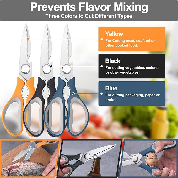 3-Pack Kitchen Shears Heavy Duty All Purpose Stainless Steel Scissors - Image 2