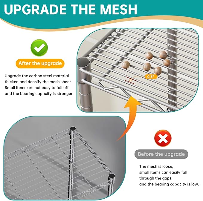SINGAYE 5 Tier Shelf Wire Shelving Adjustable Storage Shelves Rack Standing - Image 4
