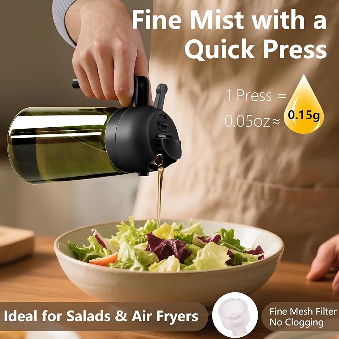SWEET VIEW 2PCS Olive Oil Dispenser and Oil Sprayer – 16oz/470ml Glass - Image 3