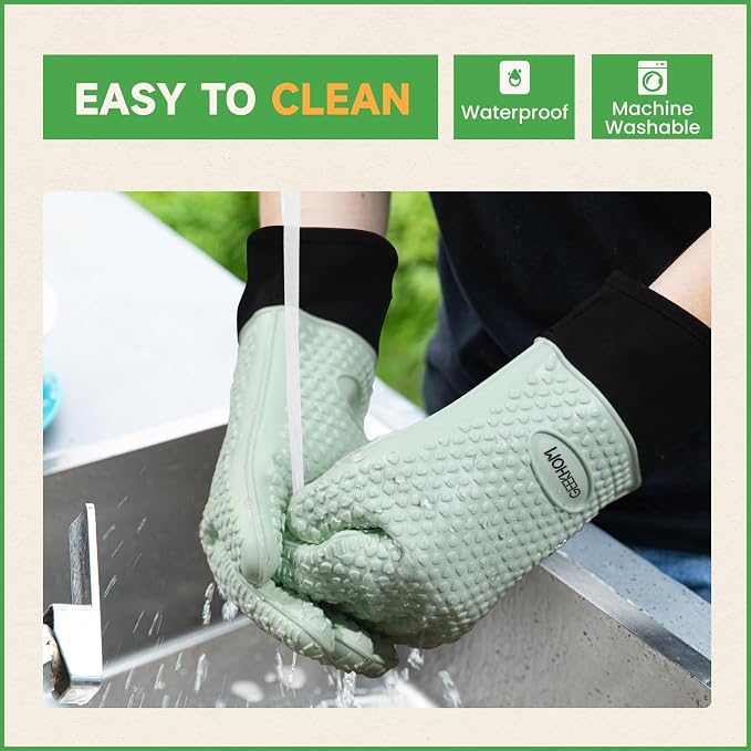 GEEKHOM BBQ Gloves Heat Resistant Oven Mitts - Image 4