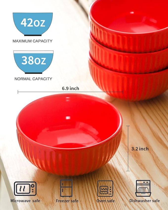 Hasense Large Ceramic Serving Bowls 42 Oz - Image 2