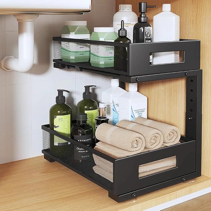 Under Sink Organizer, 2-Tier Dual Pull Out Cabinet Organizer Drawers by UnderSinkOrganizer