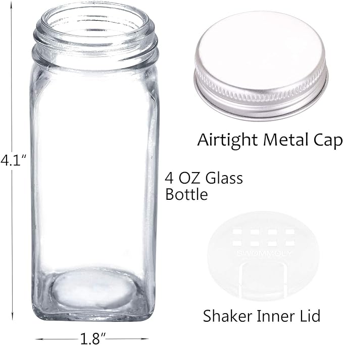 SWOMMOLY 48 Glass Spice Jars - Image 6