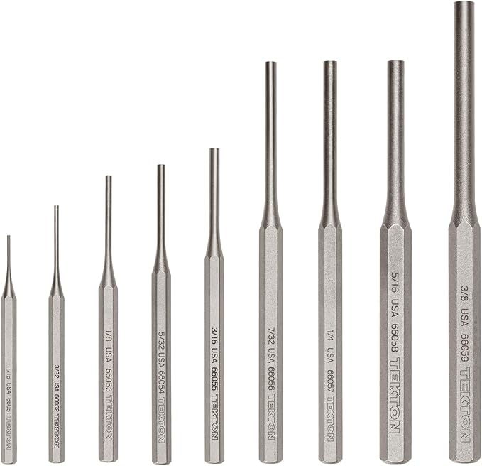 TEKTON Pin Punch Set, 9-Piece | PNC92001 | Made in USA by TEKTON