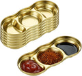 6 Pcs Soy Sauce Dish Stainless Steel 3 Compartment Korean Sauce Plate