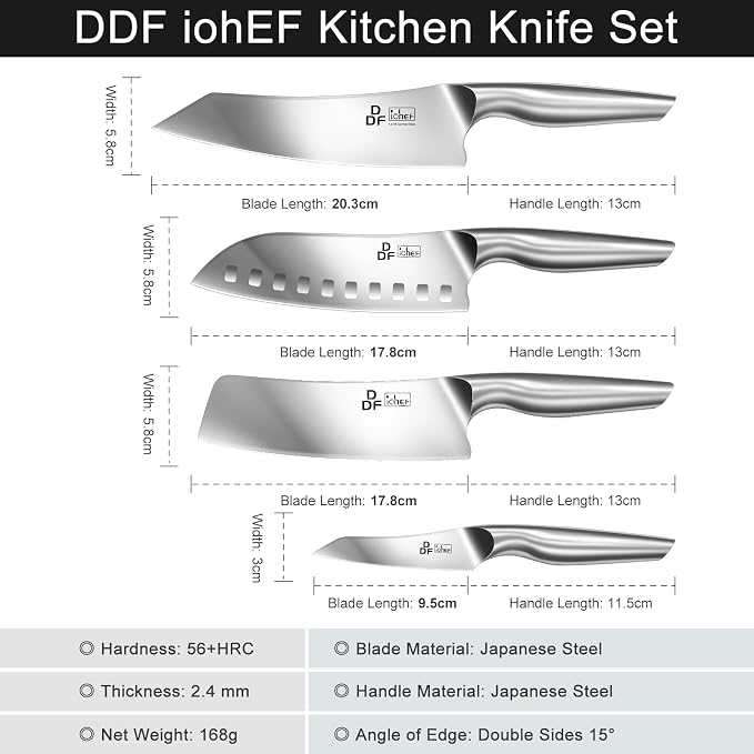 DDF iohEF Kitchen Knife Set, 4 Piece Professional Ultra Sharp Knives Set - Image 4