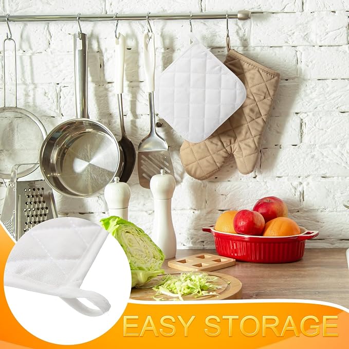 40 Pcs Pot Holder Bulk for Craft Set Including 16 White Pot Holders Oven Mitts - Image 4