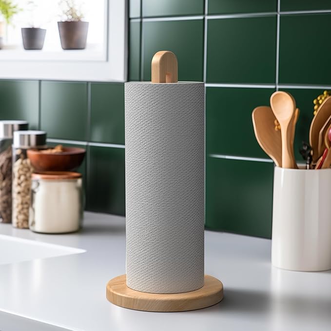 KitchLife Wooden Paper Towel Holder Countertop, Fits Jumbo Roll, Solid - Image 7
