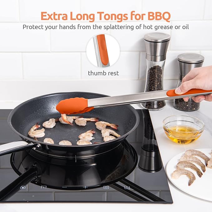 600ºF Heat Resistant Kitchen Tongs: U-Taste 16 inch Extra Long Large Silicone - Image 9