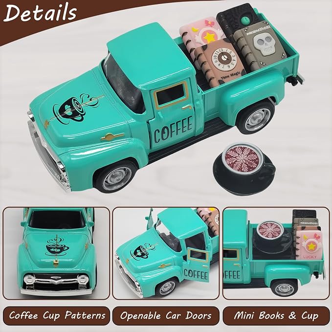 Coffee Bar Decor Vintage Mini Metal Truck Decor - Image 3